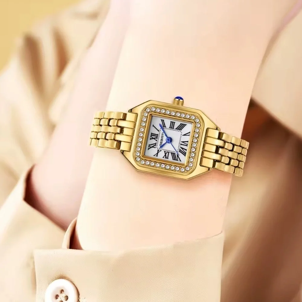 New! Waterproof Panthere Classic Gold Crystal Stainless Steel Gold Watch